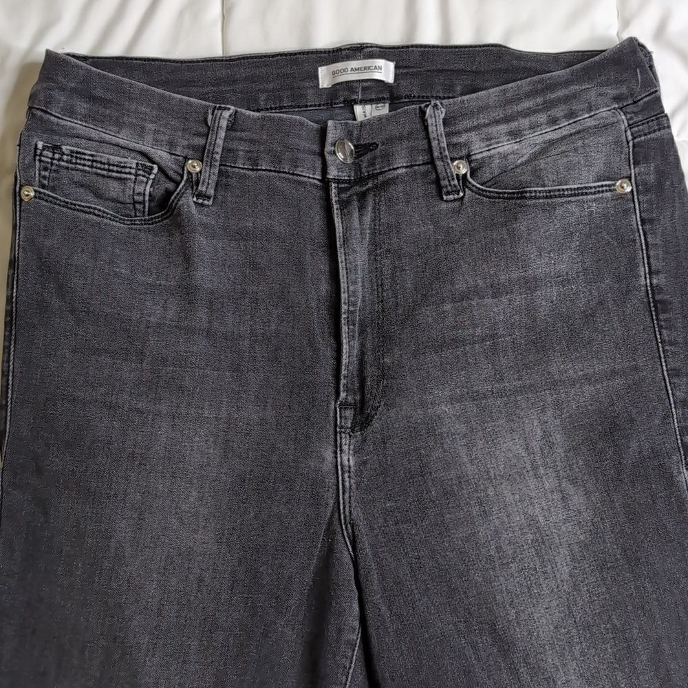 Good American size 14/32 Black Good Waist Skinny Jeans with Rhinestone BAD - Picture 3 of 13